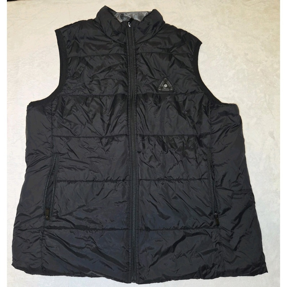 038-Heated Vest Men's XL Black USB Rechargeable Puffer Tested/Working No Battery